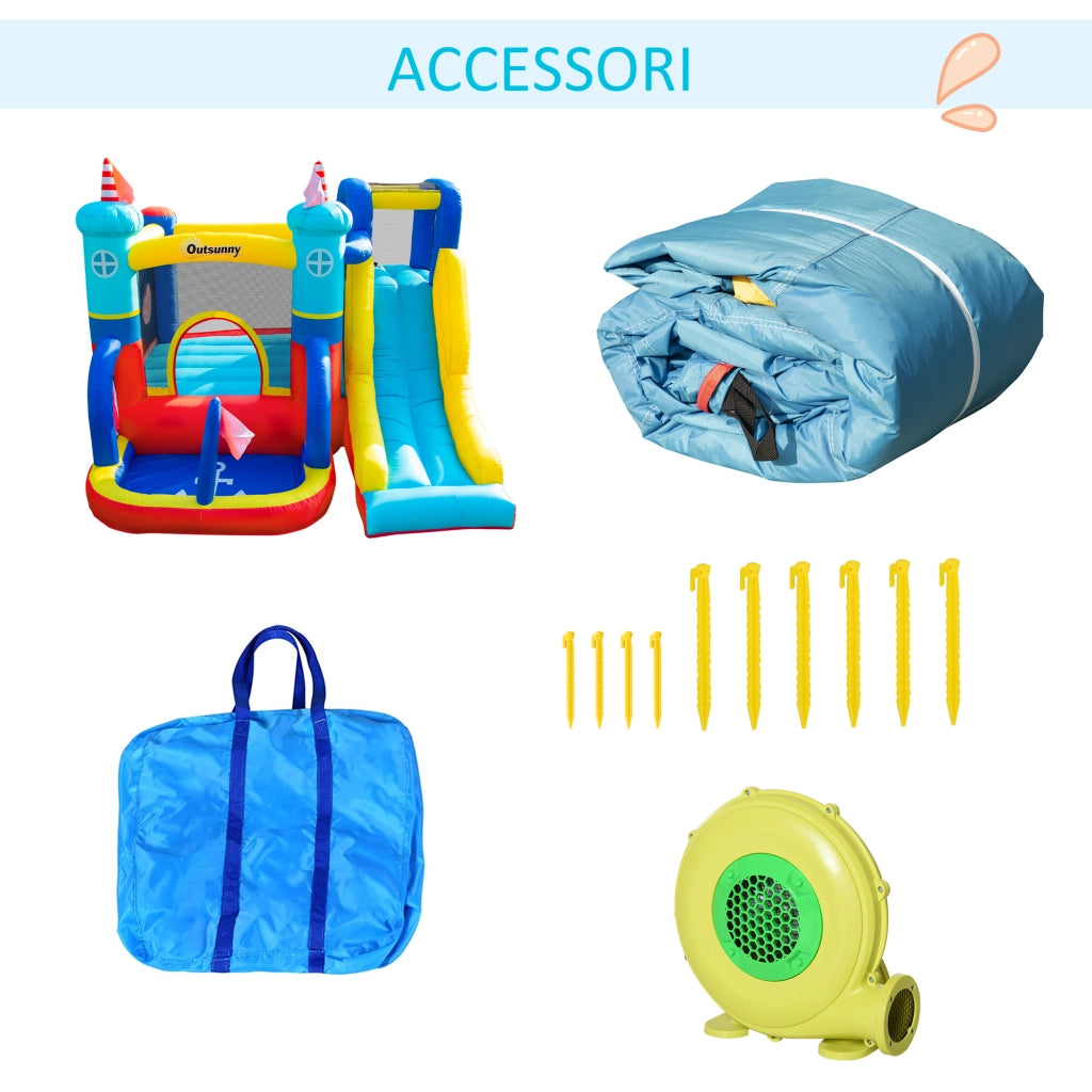 Easycomfort Castello Gonfiabile 4 in 1 Bimbi 3-8 Anni, Scivolo e Piscina, 265x260x200cm