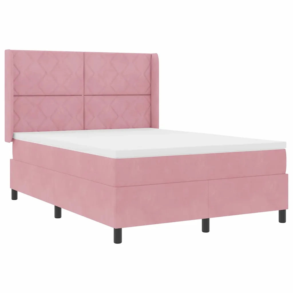 Letto a molle con strisce LED Rosa 160 x 200 cm Velluto 3343933
