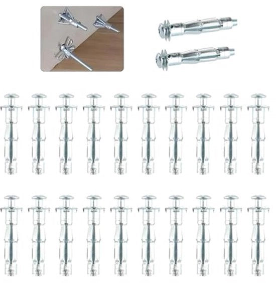 Set di Anelli di Fissaggio per Pareti in Plastica da 22 pezzi - Plastica di Fissaggio per Pareti in Plastica con Viti M6x52mm