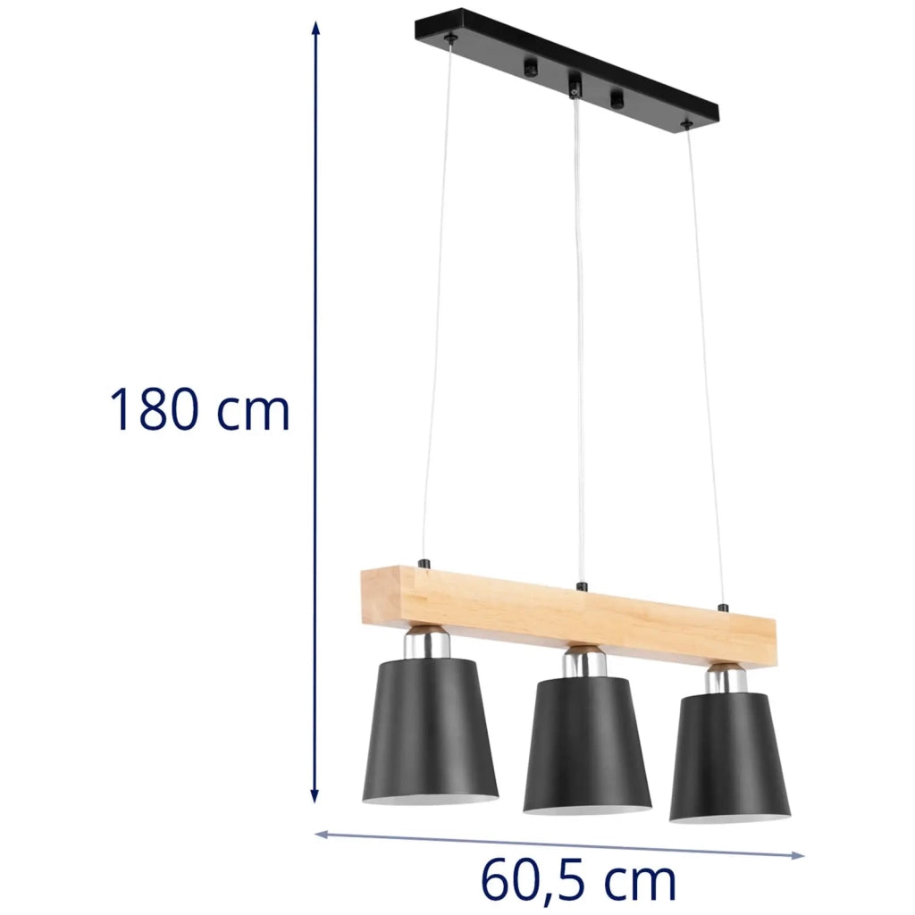 Plafoniera con 3 lampadine travi in ​​legno ferro nero legno naturale 14_0009520