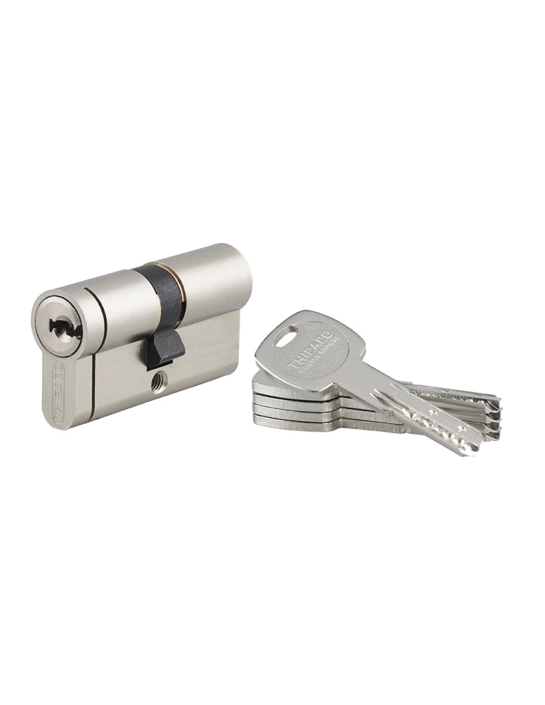 Cilindro Transit 2 30 x 30 mm, nichelato, anti-perforazione, anti-scasso, 5 chiavi – THIRARD