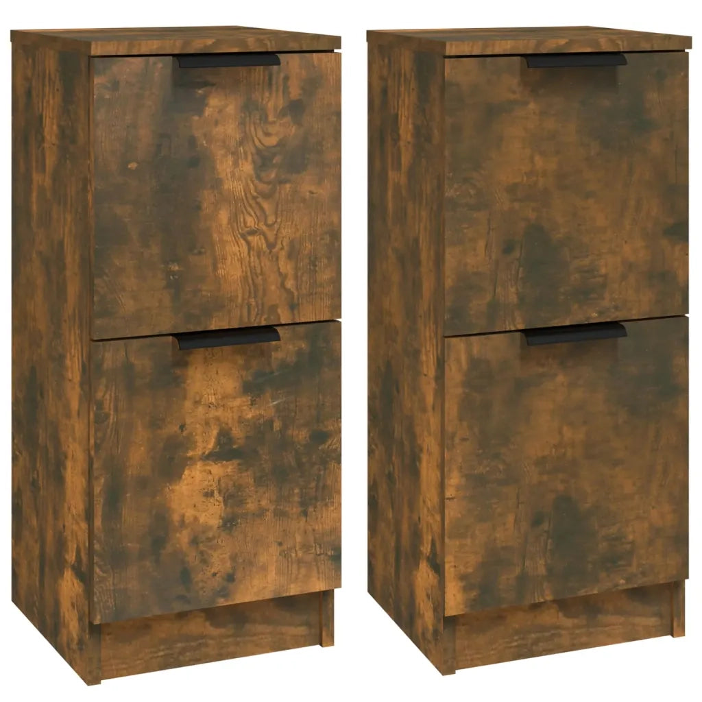 Credenze 2 pz Rovere Fumo 30x30x70 cm in Legno Multistrato 817019