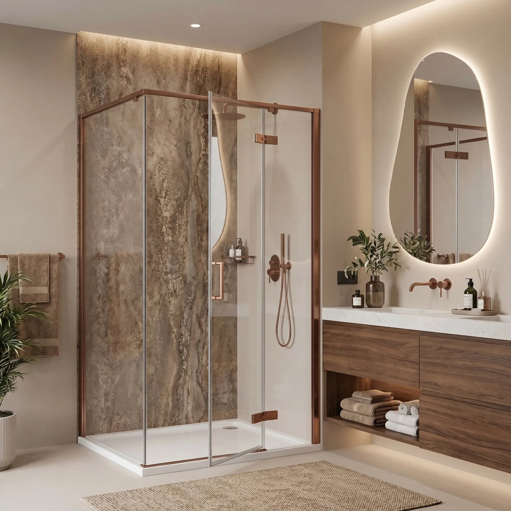 Cabina Doccia Rea Bruno 120x90 Brush Copper