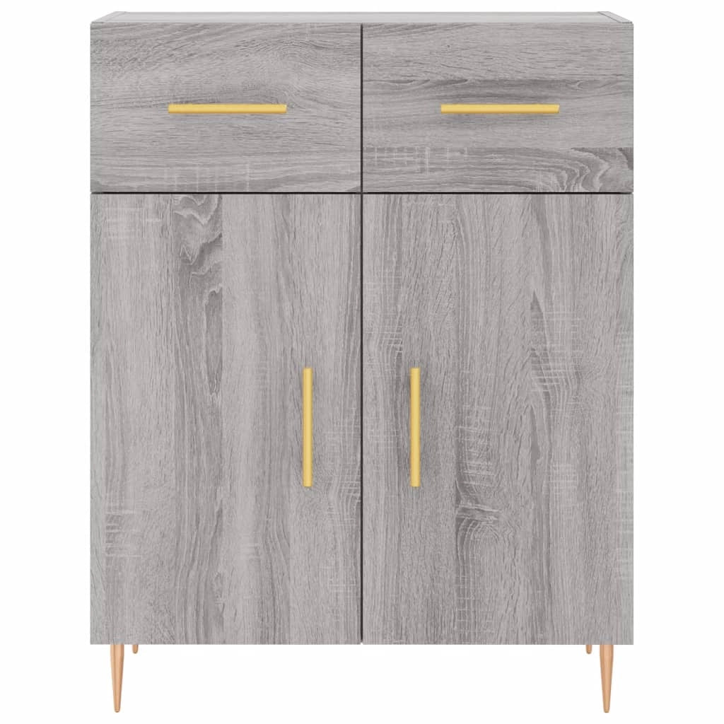 Buffet credenza cassettiera armadio mobile contenitore organizer cucina soggiorno salotto rovere Sonoma alto 69,5 x 34 x 180 cm legno ingegnerizzato grigio 02_0035453