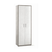 Armadio mobile 2 ante 71x41x199h cm in kit di montaggio colore Cemento e Ossido Bianco