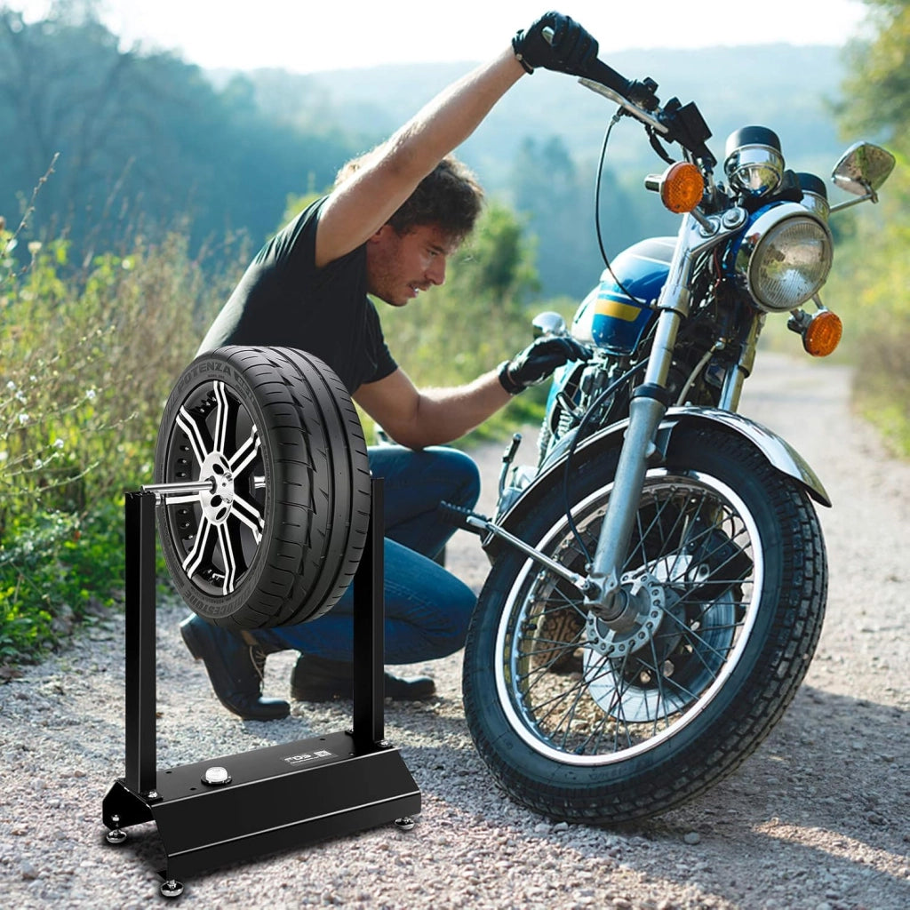SOARS Equilibratore per moto, bilanciatore con coni di centraggio regolabili, bilanciamento portatile, bilanciatore universale, bilanciamento della ruota, bilanciatore