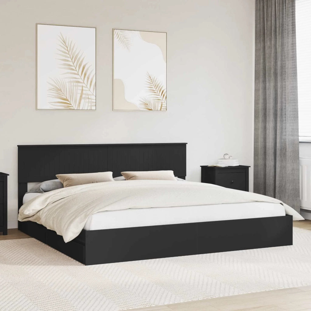 Letto con Contenitore Nero 200 x 200 cm Legno multistrato
