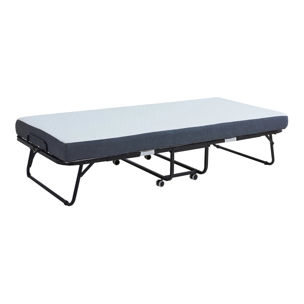 Letto Pieghevole Borjavle con Materasso in Schiuma a Memoria 90x200 cm Brandina Singola con Rotelle [en.casa]