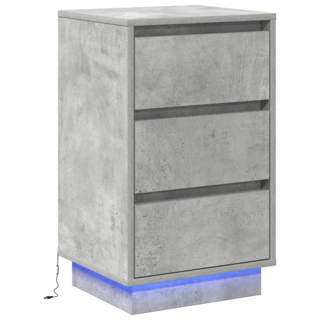 Comodino | Armadio da Notte | Mobiletto da notte con cassetto Grigio cemento 39 x 34,5 x 65 cm