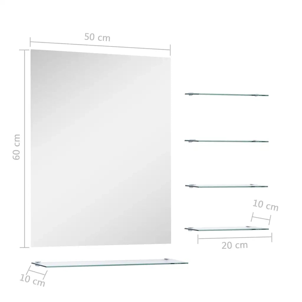 Specchio da Parete con 5 Mensole Argento 50x60 cm cod mxl 58522