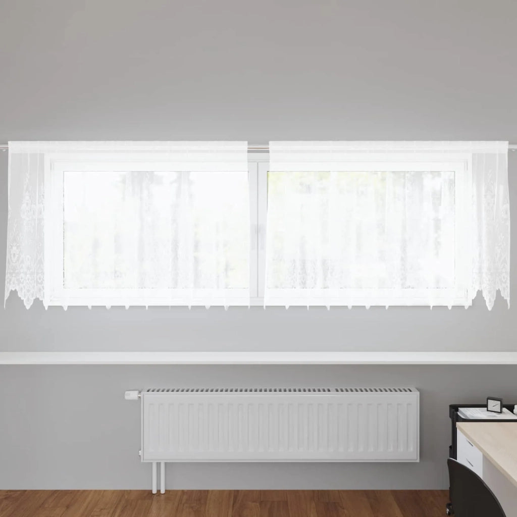 Tenda in Pizzo con tende Bianco 120 x 300 cm Poliestere 4107776