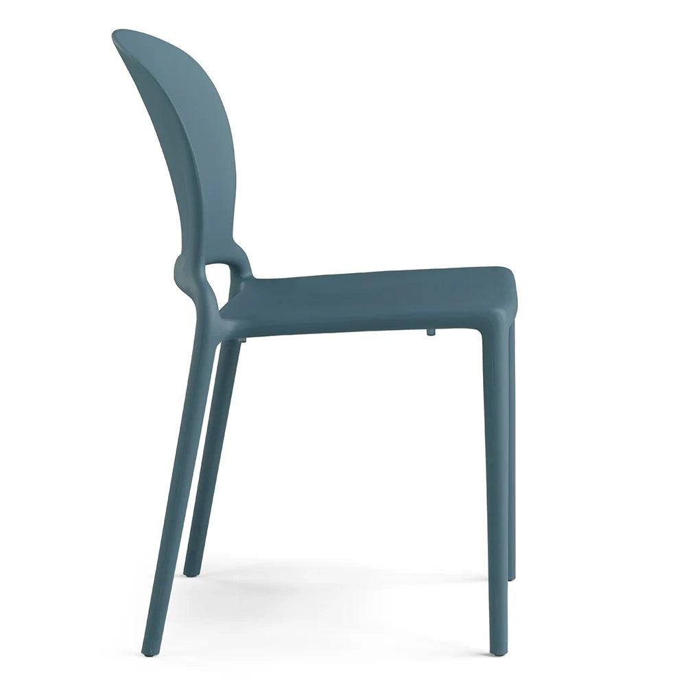 Sedia in polipropilene JASMINE, impilabile, resistente ai raggi UV, design moderno, ideale per sala da pranzo, cucina, sala d’attesa, bar, ristoranti o giardino colore Avio