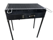 Barbecue in ferro, con griglia in acciaio inox regolabile su 2 altezze, 70x38 cm, con piedi estraibili