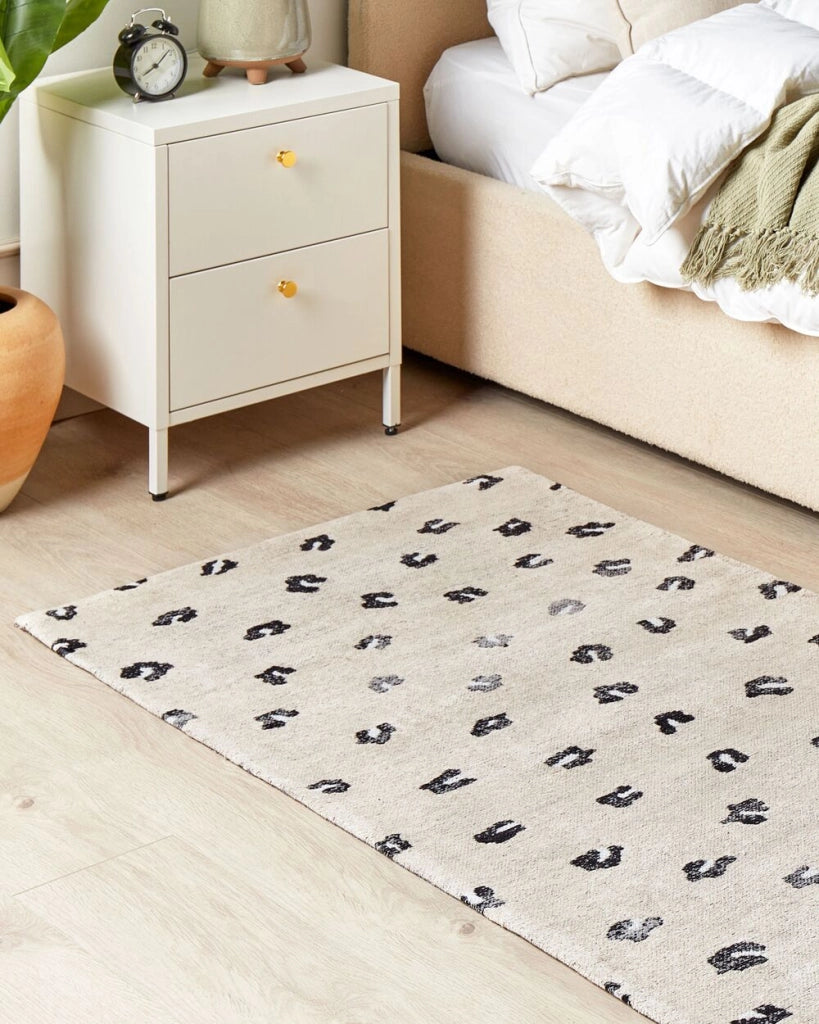 Tappeto in cotone beige chiaro 80 x 150 cm Rettangolare motivo animali moderno