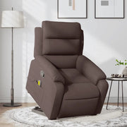 Poltrona Alzapersona Massaggi Reclinabile Marrone Scuro Tessuto 3204997