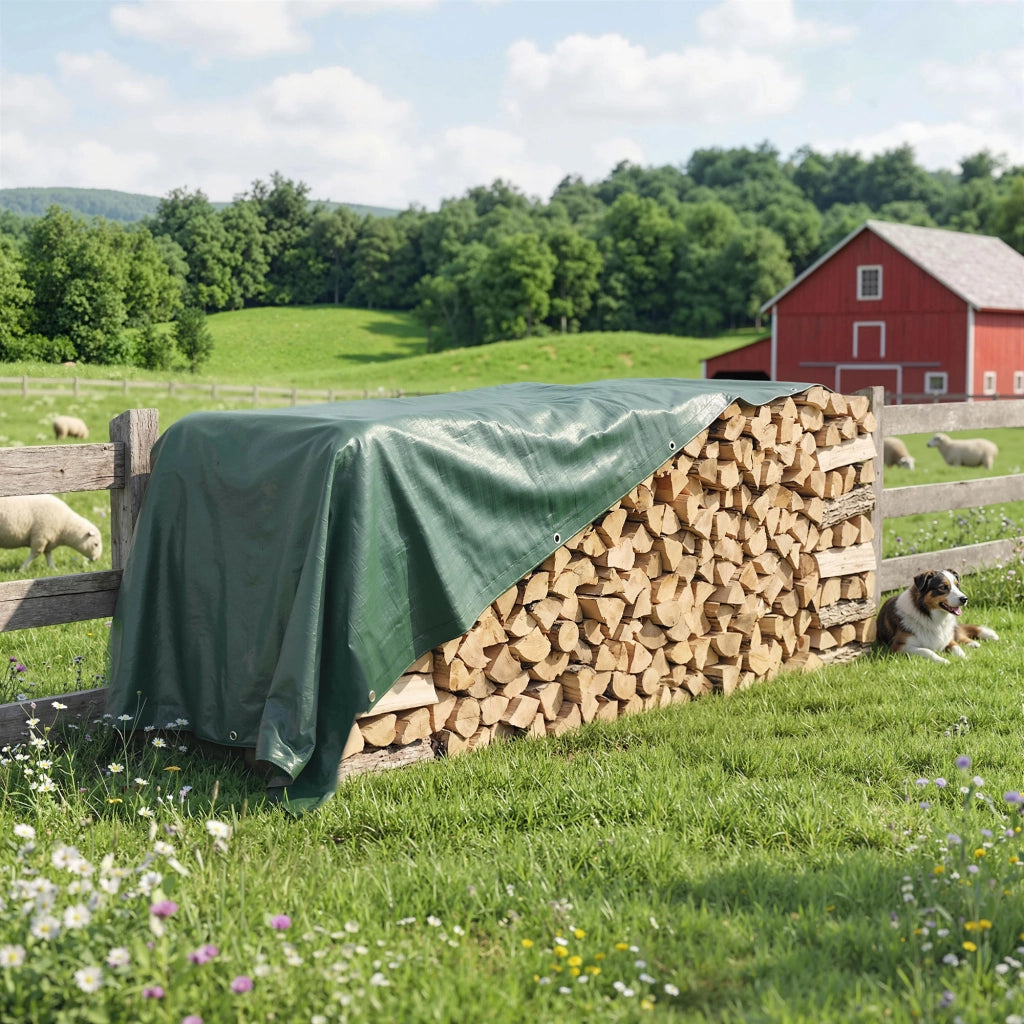 Telo Impermeabile 6x8 m con 28 Occhielli per Fissaggio in PE Resistente agli Strappi da 90 GSM Verde