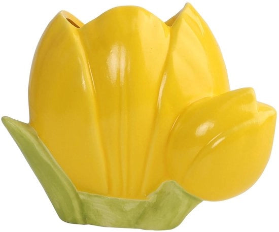 Penneccia in ceramica, 12 x 10,5 x 6 cm, astuccio per pennarelli, penneccia a forma di tulipano, decorazione per ufficio per pennarelli, pennelli per trucco, cartacee