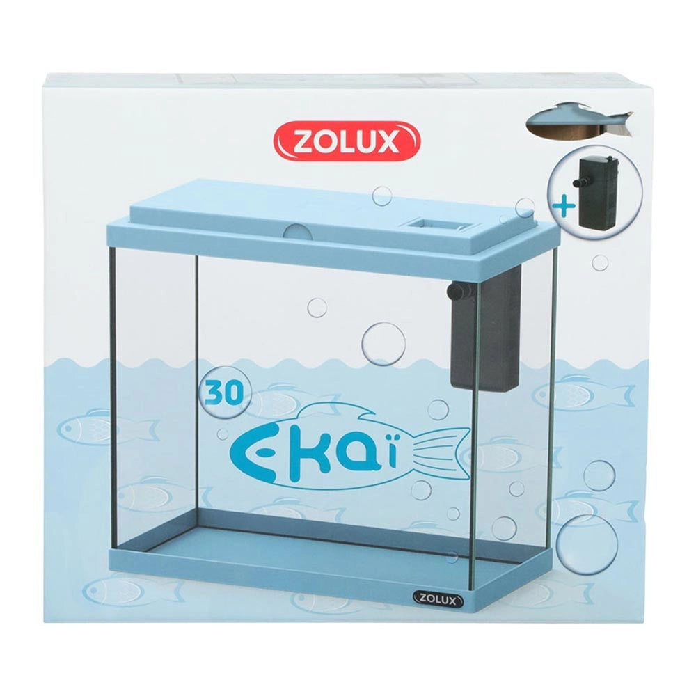 Zolux Ekai 30 13L - acquario cm30x18x24h completo di filtro interno Colore: Azzurro