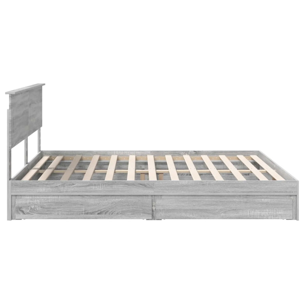 Letto con Contenitore con testiera Grigio Sonoma 200 x 200 cm