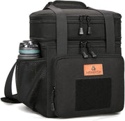 Tasca tattica per picnic, grande borsa isolata a doppia parete per uomini e adulti, impermeabile, stagna e duratura per lavoro, picnic all'aperto, 22L, nero
