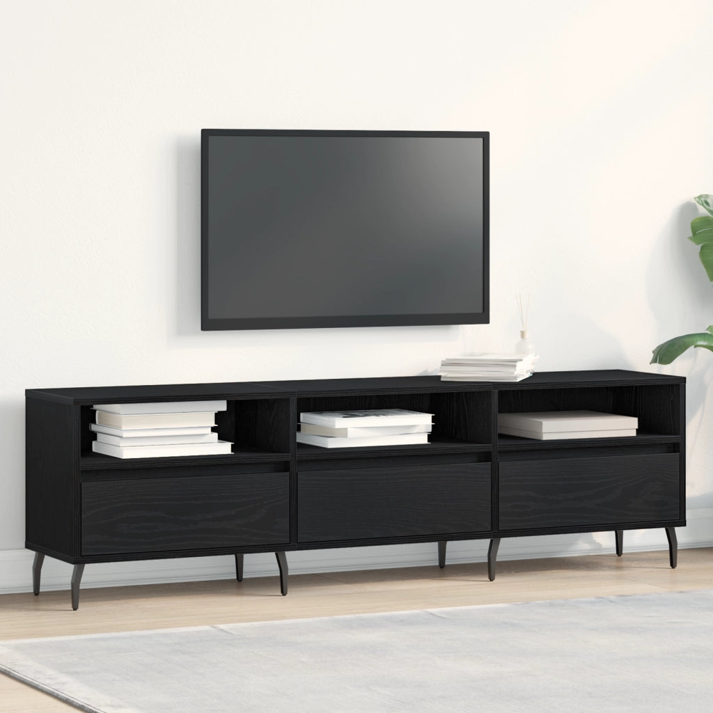 Mobile TV  Nero Rovere 150x30x44,5 cm Legno ingegnerizzato