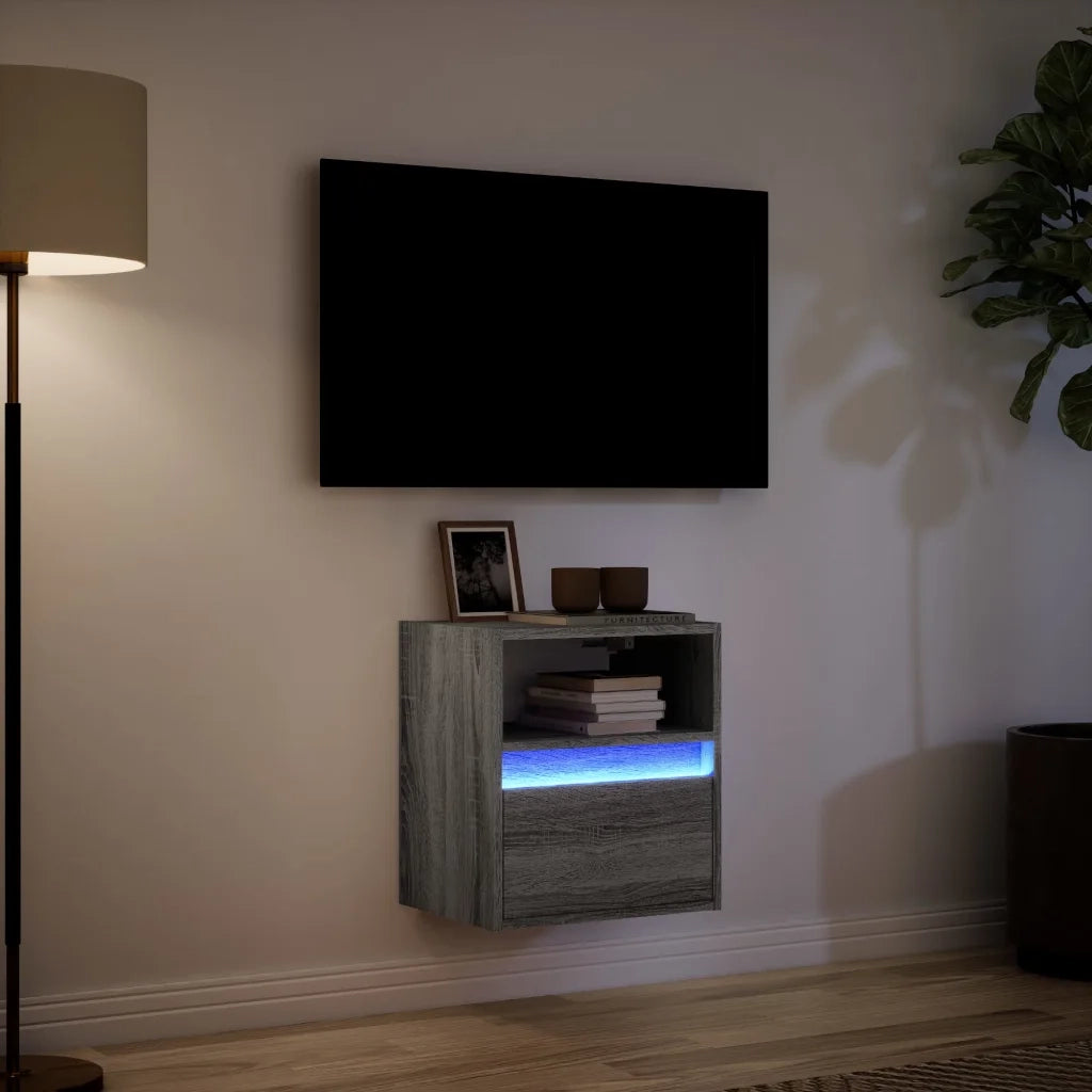 Mobile TV a Parete con Luci LED Grigio Sonoma 41x31x45 cm 852323