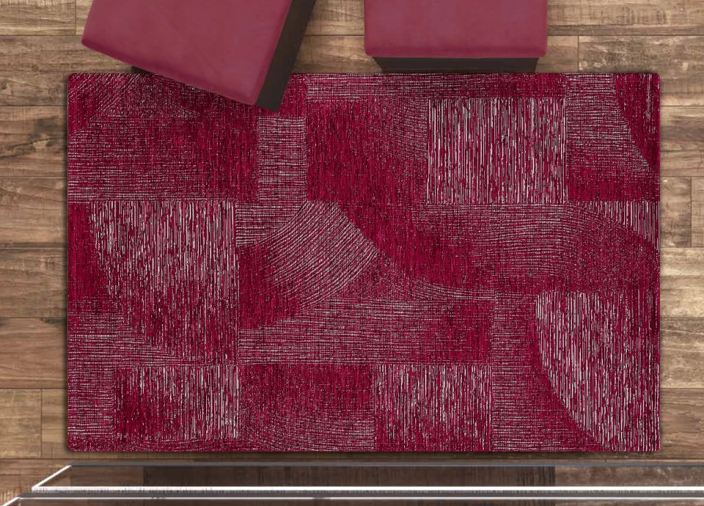 Tappeto Salotto Velour Antiscivolo Disegno Graffio By Suardi - 85x150 - Magenta
