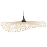 Lampada a Sospensione Luce Legno Bambù Ovale Paralume 130 cm Lampada a Sospensione a Soffitto
