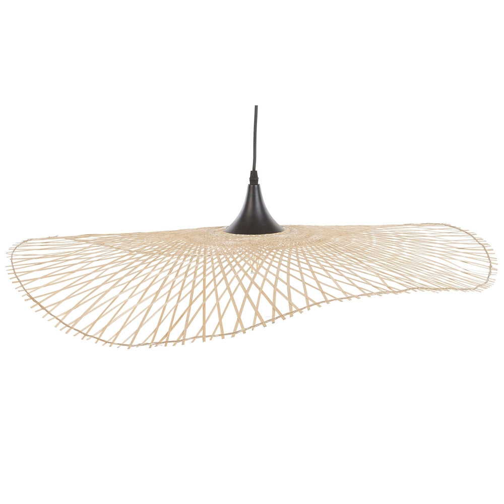 Lampada a Sospensione Luce Legno Bambù Ovale Paralume 130 cm Lampada a Sospensione a Soffitto