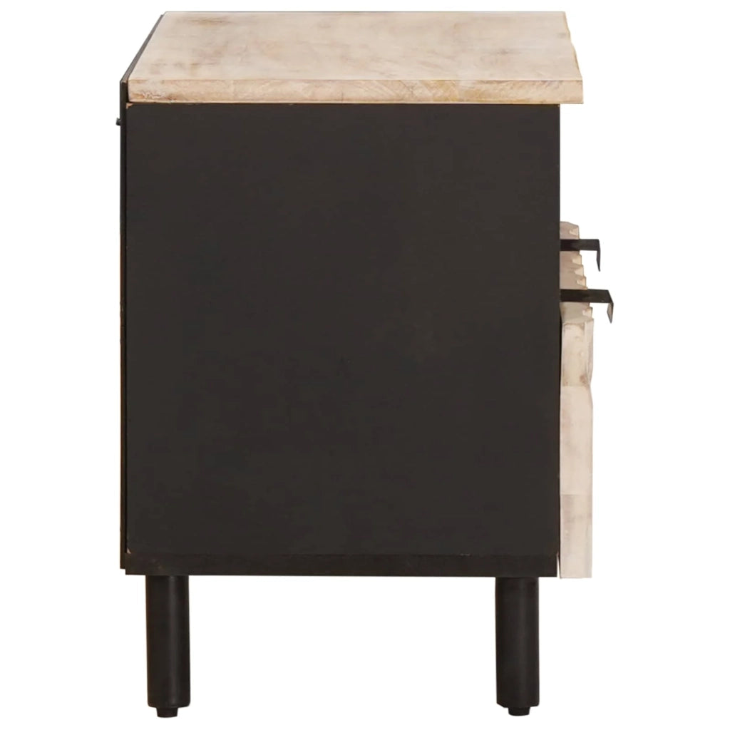 Mobile porta TV rettangolare moderno con cassetti e ripiani 70 x 33 x 46 cm in legno di mango bianco 02_0057765