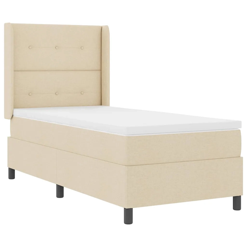 Letto a molle con materasso Crema 100 x 200 cm Tessuto