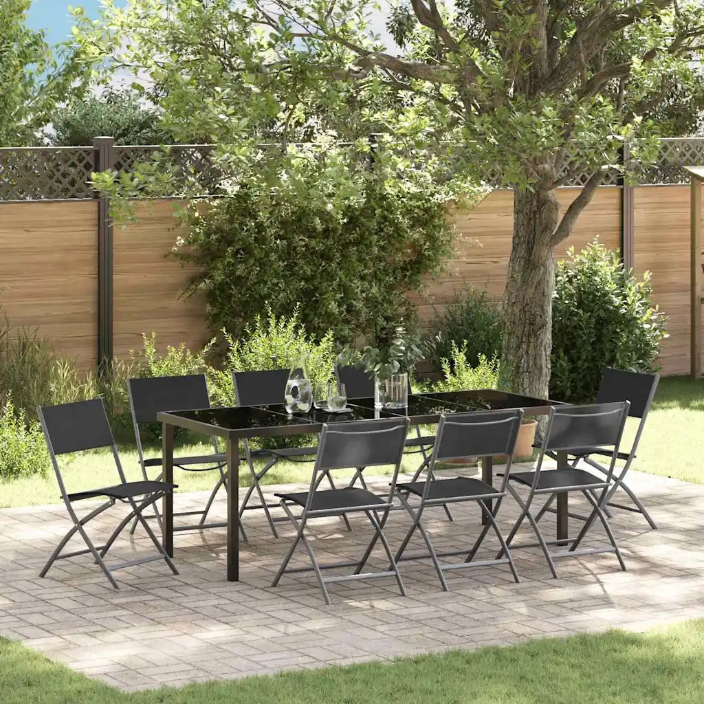 Set da Pranzo per Giardino 9 pcs Nero 3379379