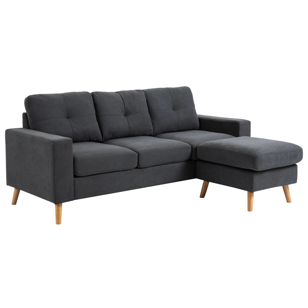 Divano 3 Posti Tessuto Grigio ¨C Zephmum ¨C 193x136x85
