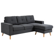 Divano 3 Posti Tessuto Grigio ¨C Zephmum ¨C 193x136x85