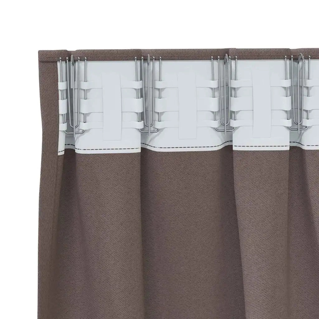 Tende Blackout con Anelli 2 pcs Marrone Scuro 225 x 140 cm 4107445