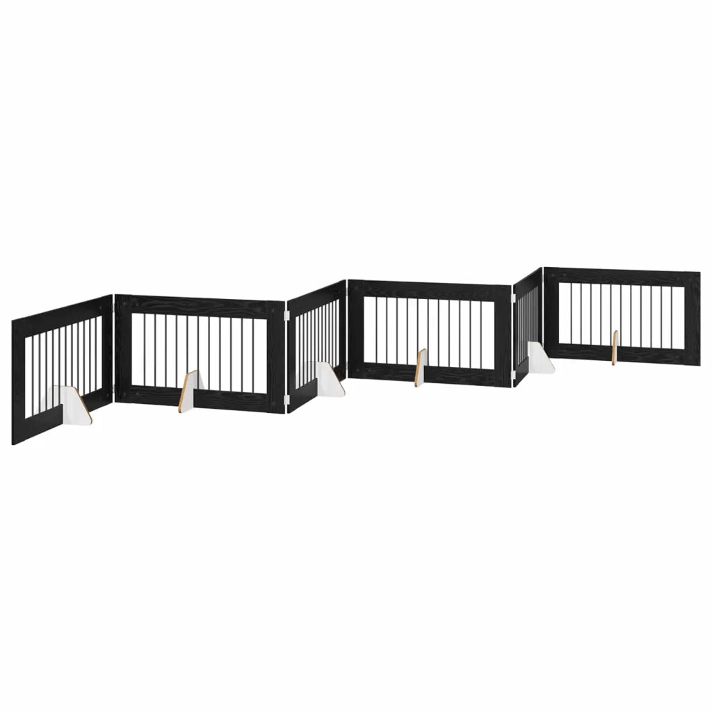 Cancello per cani con supporti 6 pz Rovere Nero 100 x 60 cm CFW8504907