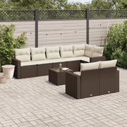 Set Divani da Giardino 9pz con Cuscini Marrone in Polyrattan 3251570