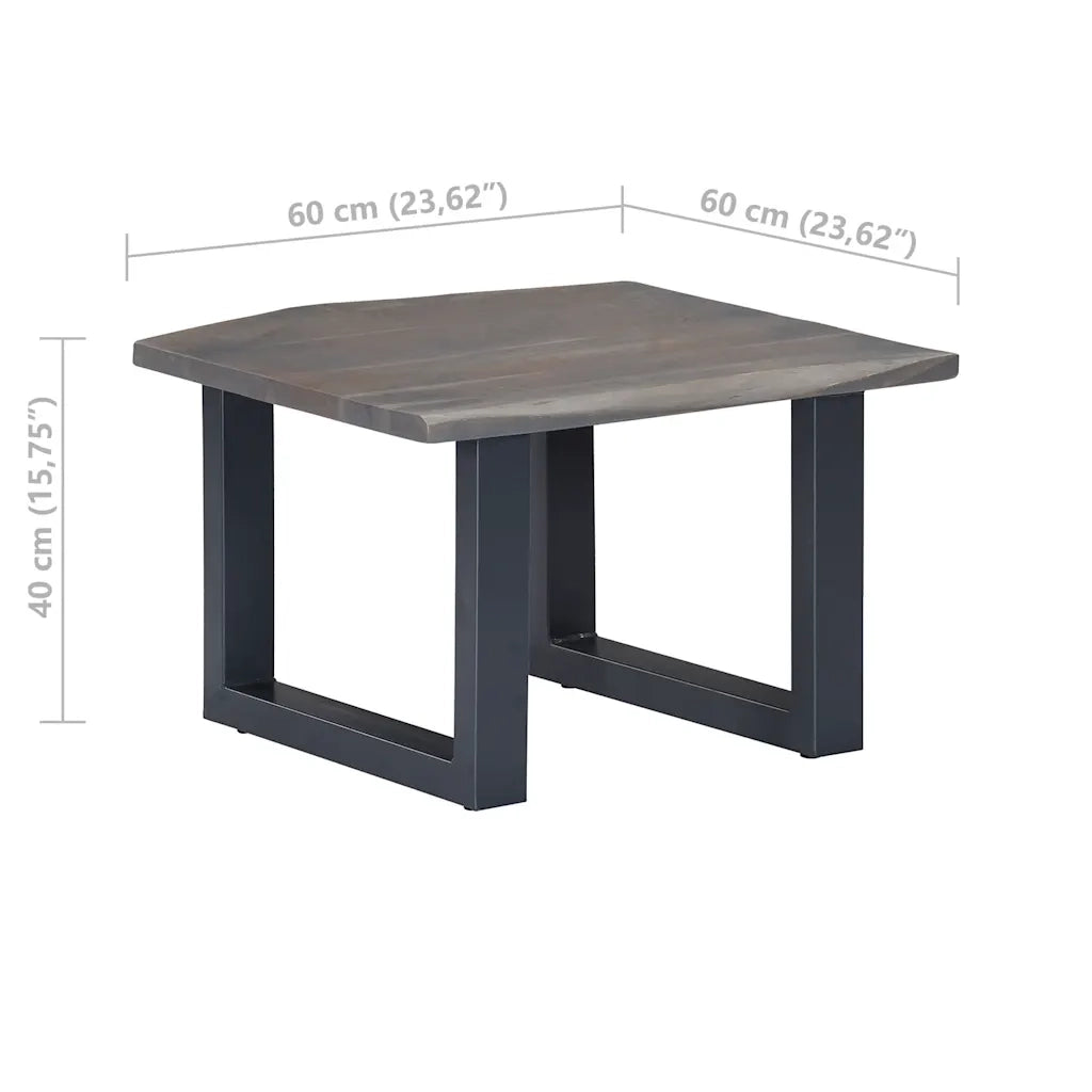 Tavolino da CaffÃ¨ con Bordi Vivi Grigio 60x60x40 cm Acacia