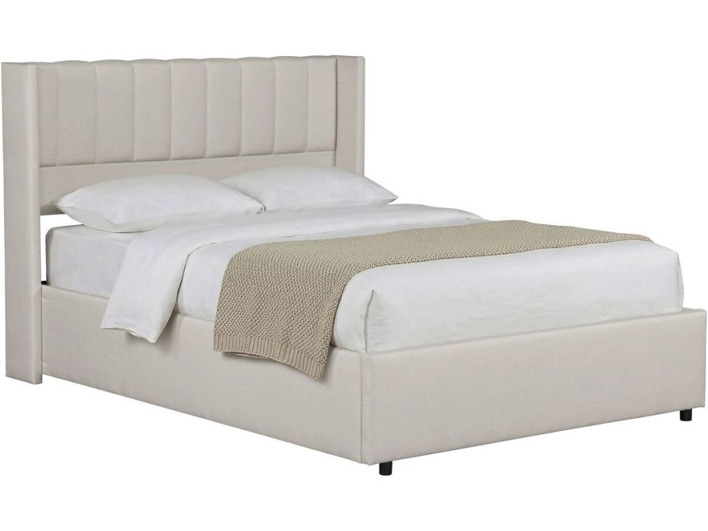 Letto matrimoniale in lino con contenitore "Saint-Moritz" - 160 x 200 cm - Beige