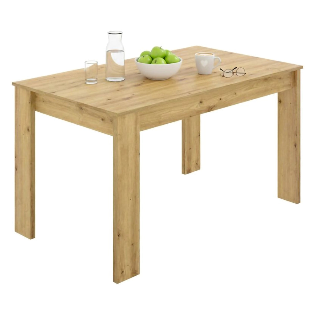 Tavolo fisso Alois, Tavolo da pranzo multiuso, Tavolo rettangolare da cucina o sala da pranzo, 139x81h77 cm, Rovere Nodi