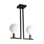 Plafoniera Twin a Soffitto con Attacco E27 per Interni - Struttura Nero e Ottone Satinato 75W IP20 - Design Decorativo - Rossini Group