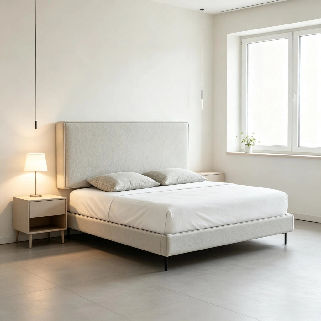 TESTIERA LETTO RIMOVIBILE IMBOTTITA 140 x 60 cm CREMA DA PARETE