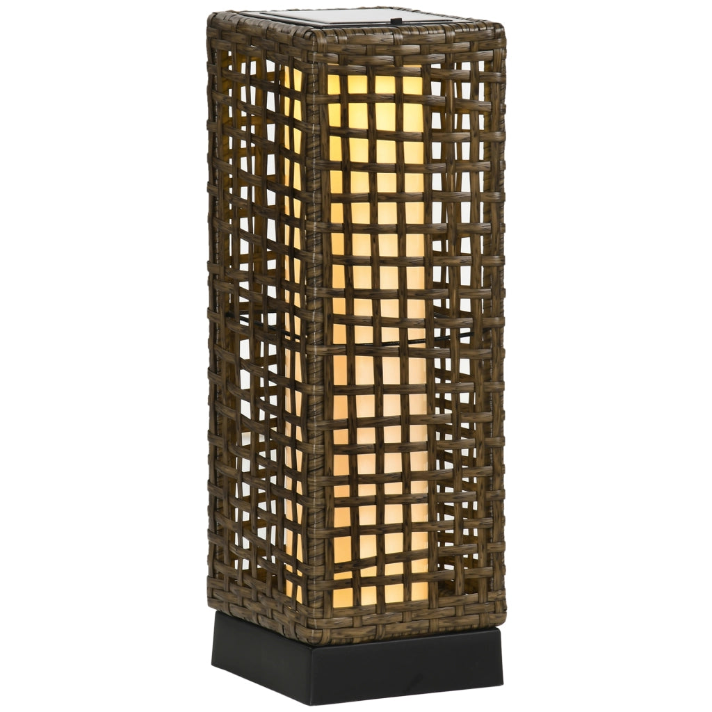Lampada solare da esterno in effetto rattan LED IP44 con sensore luce, 15,5 x 15,5 x 46 cm, colore sabbia