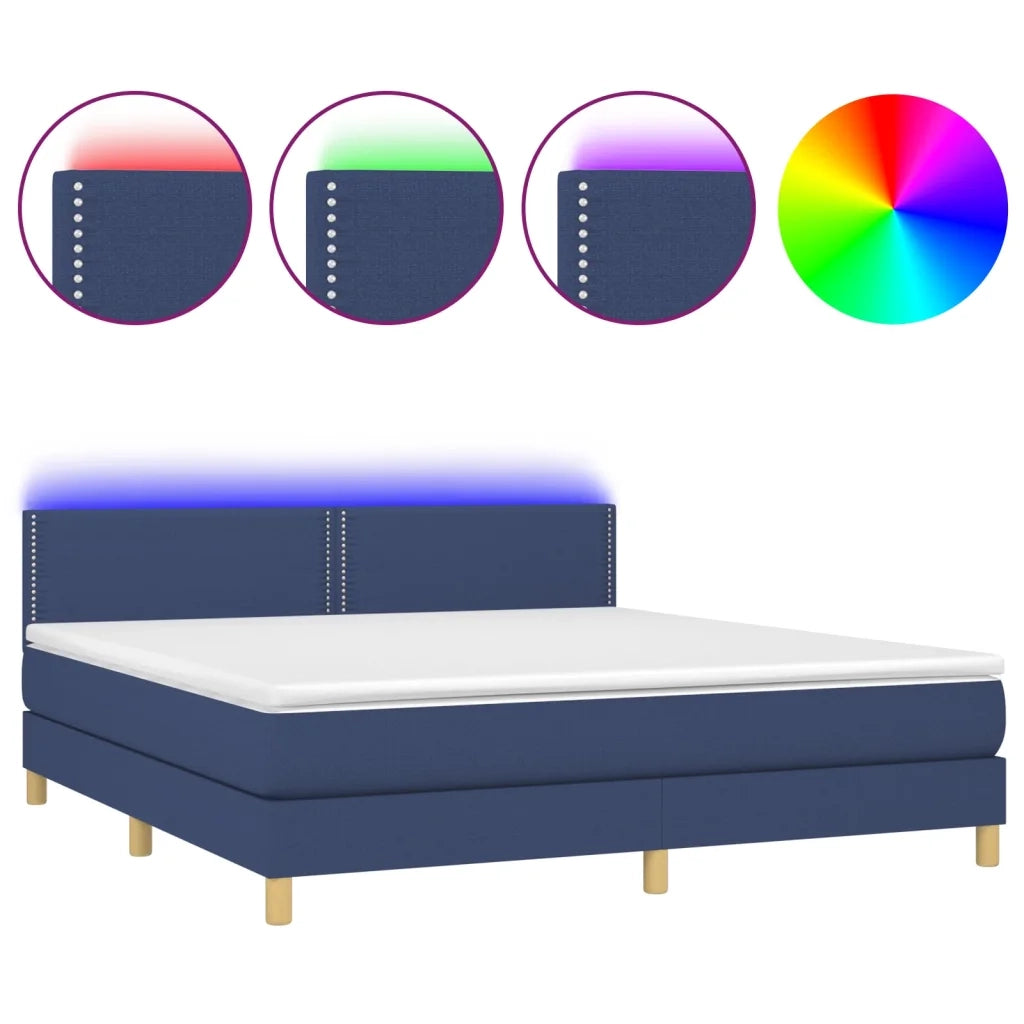 Letto a Molle con Materasso e LED Blu 180x200 cm in Tessuto 3133659