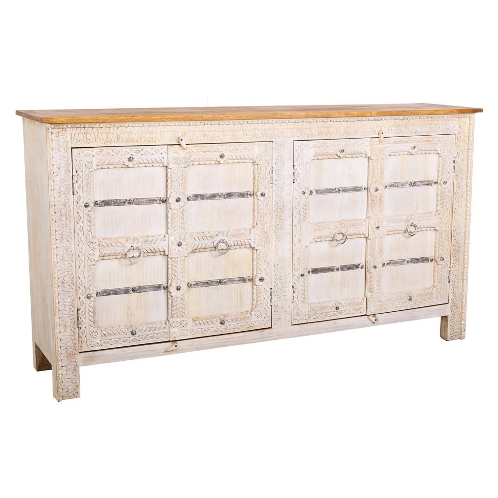 Credenza in legno bianco 190x45x105h