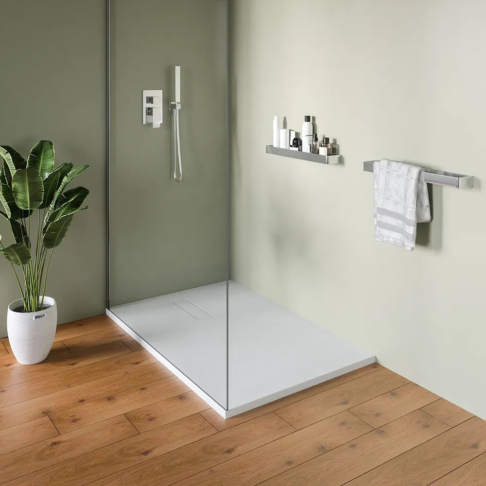 Piatto doccia 80x120 cm in marmoresina bianco effetto pietra | Merlera