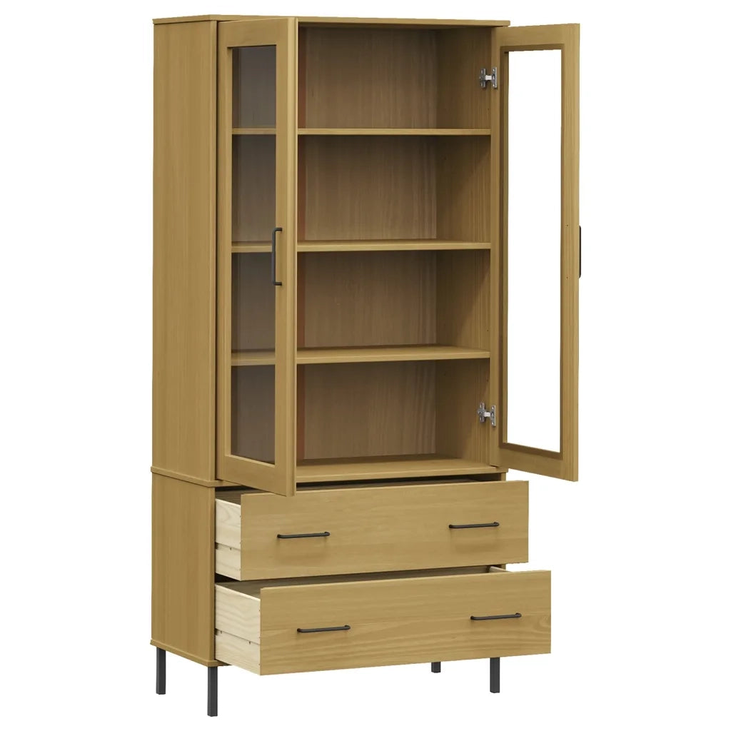 Libreria con Gambe Metallo Marrone 85x35x172,5 cm Massello OSLO