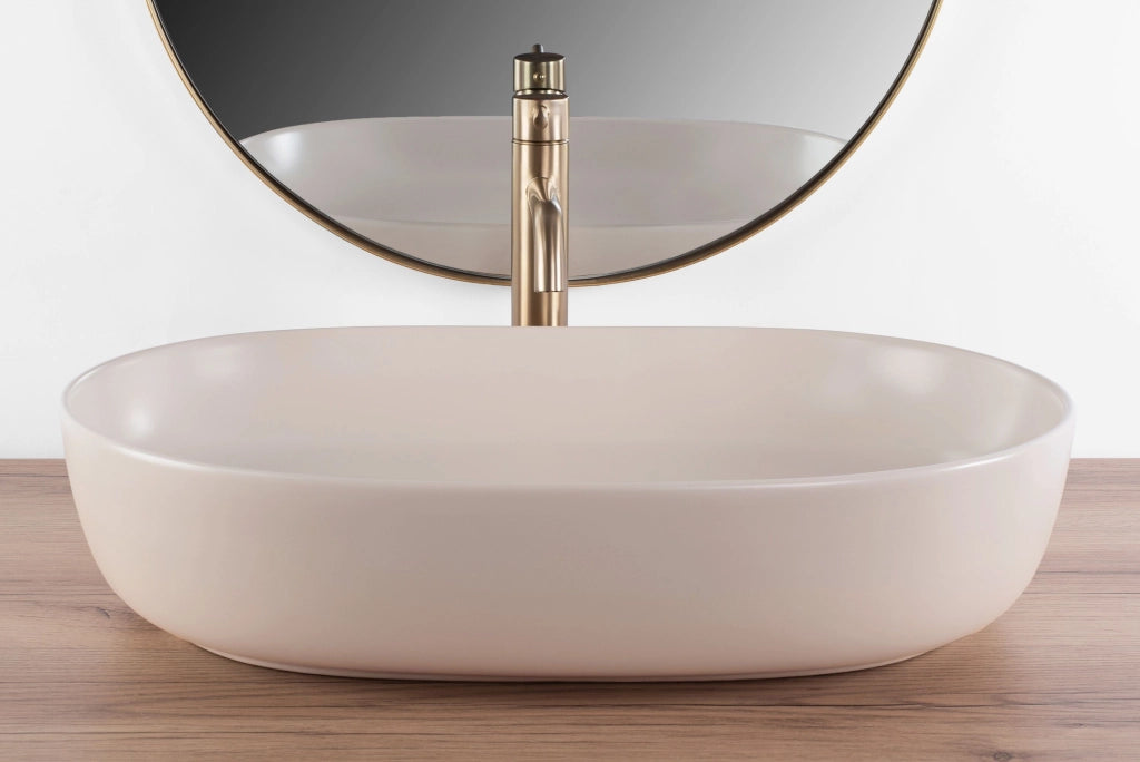 Lavabo Da Appoggio Rea Cleo 61 Beige Matt