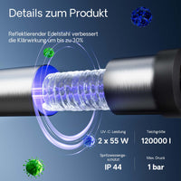 CUV-7110 Chiarificatore in acciaio inox per laghetti 110W Sterilizzatore UV