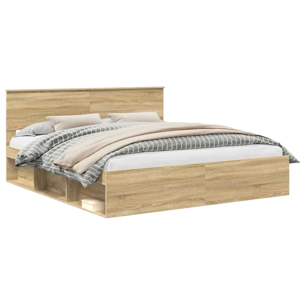 Struttura del letto-Giroletto Sonoma 200 x 200 cm Legno multistrato